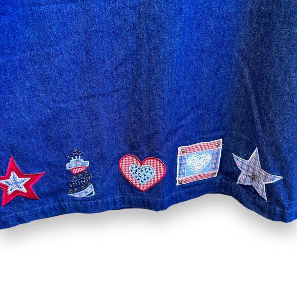 Vintage 90s Denim Teacher Stars Themed Maxi Dress Size Medium - Picture 5 of 5